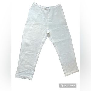 2/$30 Pure Linen White Capri Pants Coastal Casual Contemporary Zipper FLAW